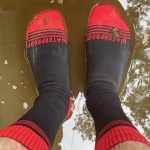 waterproof socks standing in water
